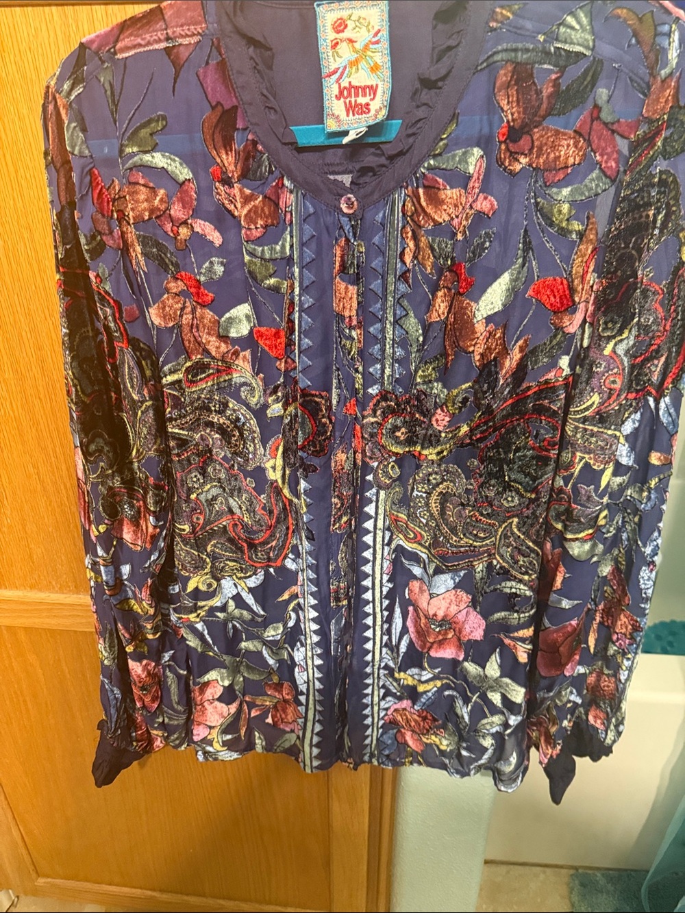 Johnny Was Navy Floral Paisley Embroidered Jacket